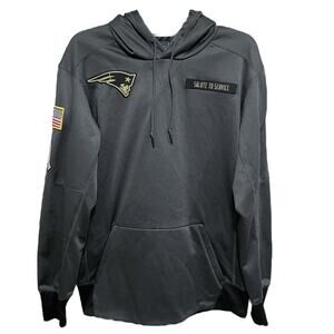 Nike NFL Mens NE Patriots Salute To Military Service Hoodie Medium Gray Flag